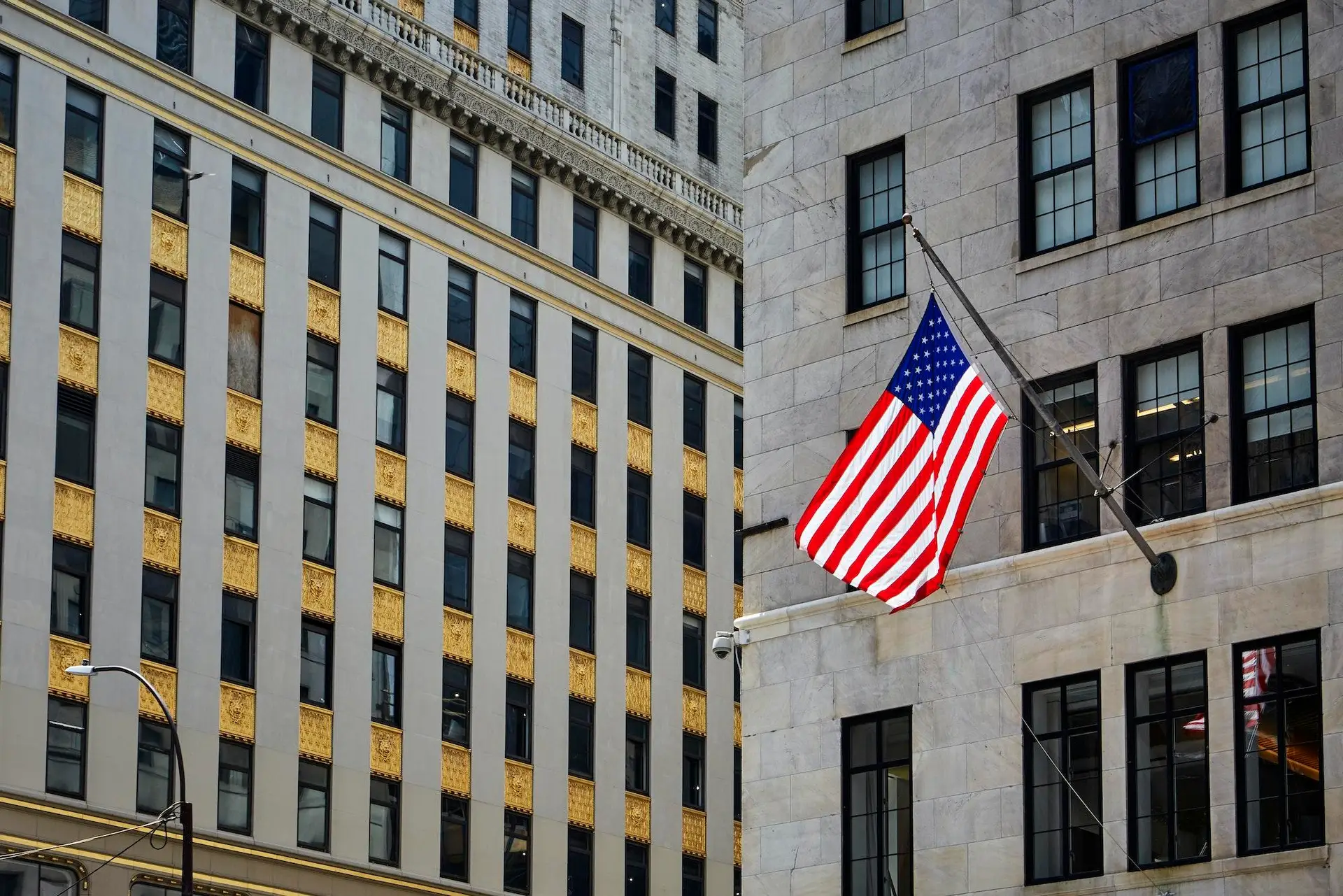 USA flag on building wall