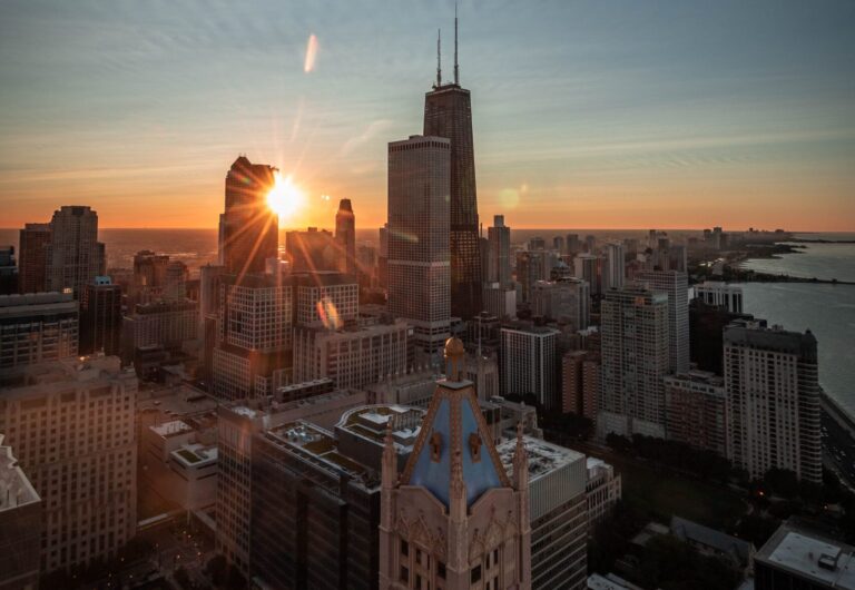 Ariel shot of downtown Chicago